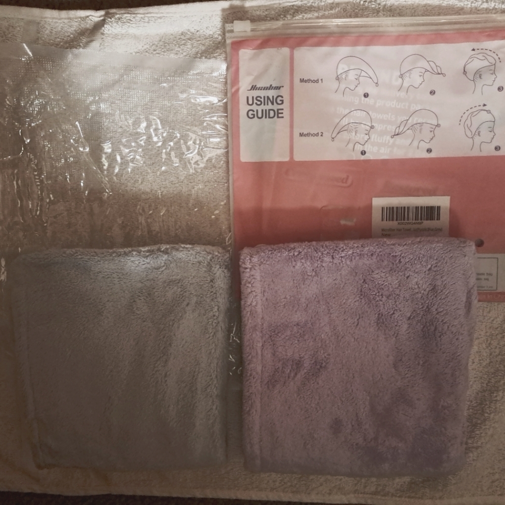 NEW- HAIR WRAP TURBAN, Lavender (Sold) & 1 Blue In Pack, WAS $20
